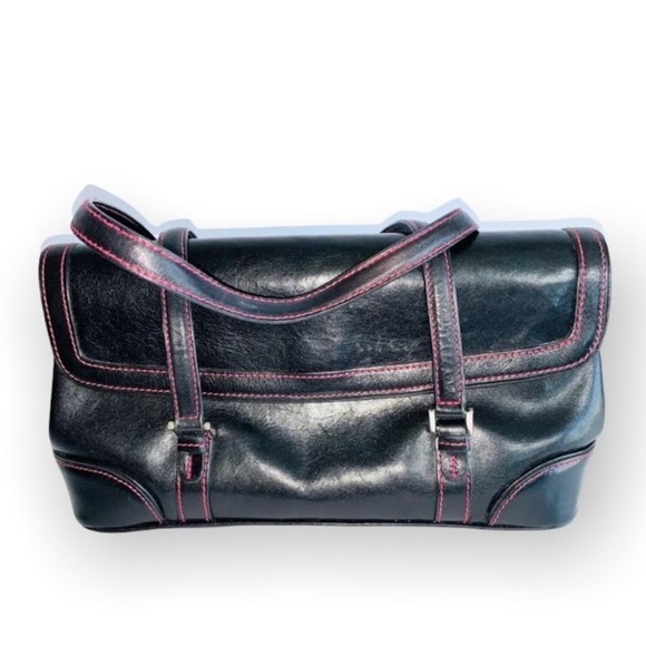 Nordstrom Handbags - Nordstrom Black Leather trimmed in Red